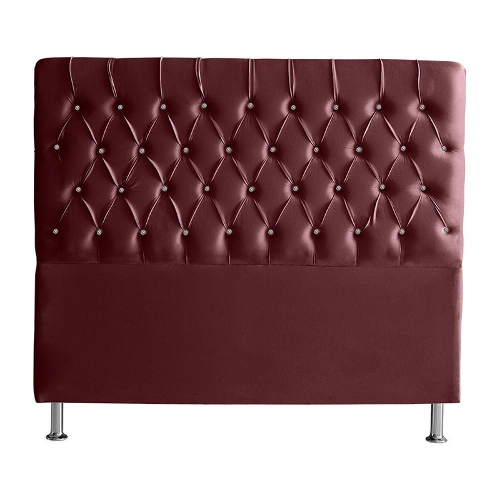 Cabeceira De Cama Box Estrela King 195 Cm Suede Botão Cristal Vinho Bordo Do Lar Móveis E Decoração