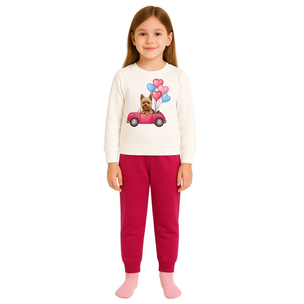 Conjunto Moletom Calça e Blusa Infantil Menina Com Punho Estampado Kyly