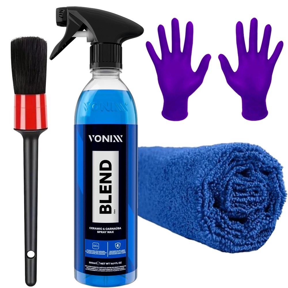 Kit Vonixx Limpeza Estética Automotiva Cera Carnaúba Blend Spray Toalha Microfibra Pincel Luva Nitrilica Karbox Oferta
