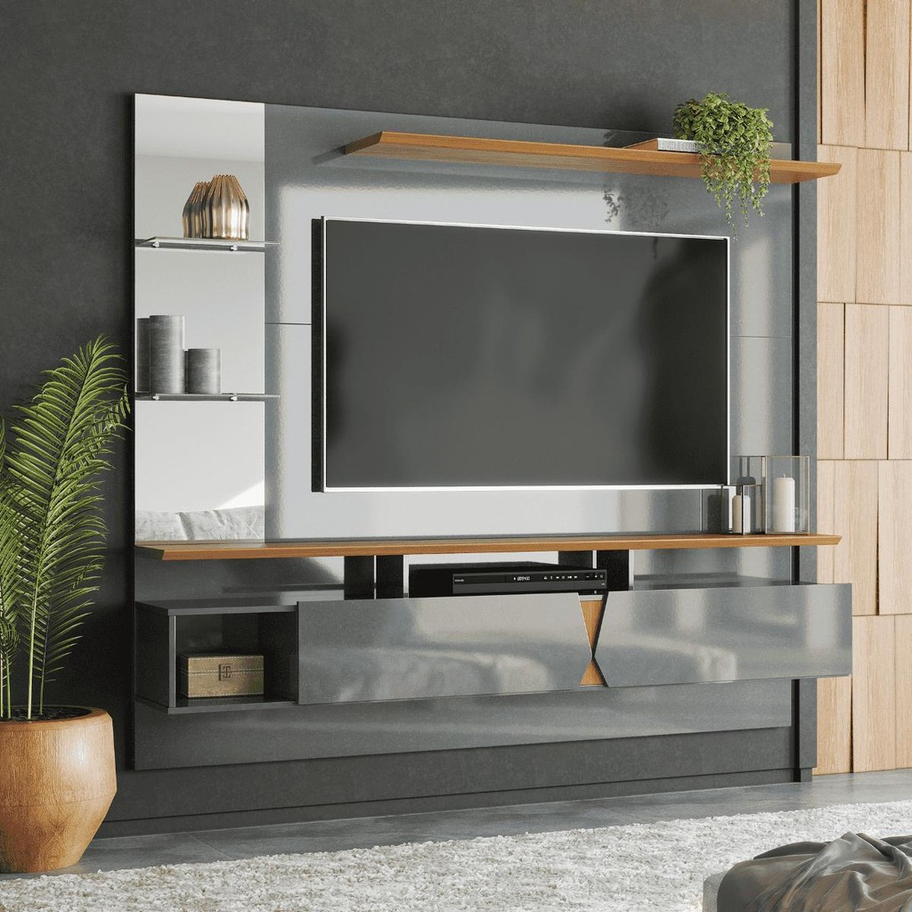 Painel tv Lituania cinza perolizado/tauari 
 em Oferta na Shopee