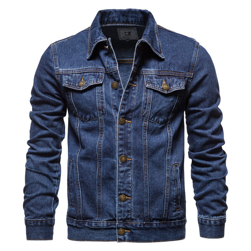 Moda Masculina Denim Caminhoneiro Jaquetas Fino Ajuste Masculino Jeans Jaqueta De Algodão Outwear Casaco Manga Longa Plu