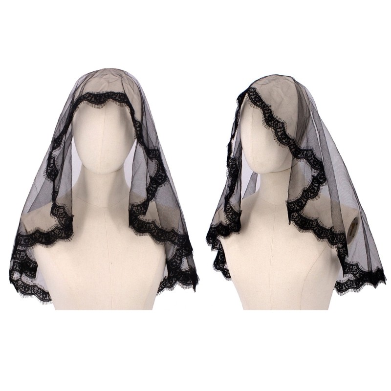 Véu Preto Para Festival Halloween Roleplay Traje Acessório Tule Série Escura Noiva Cosplay Parte Temática