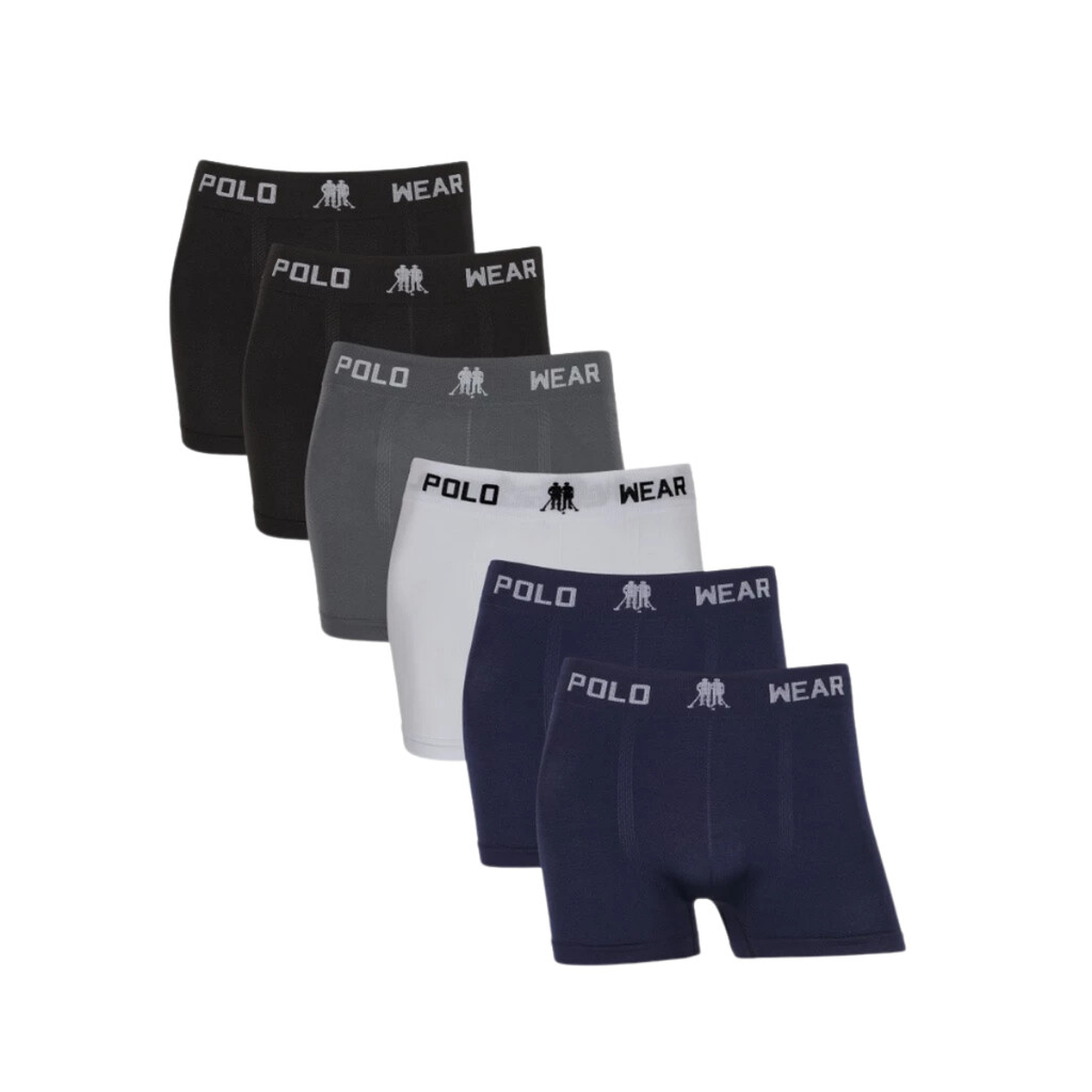 Kit 9 Cuecas Boxer Polo Wear Sem Costura em Microfibra Lisa