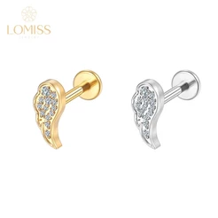 Lomiss Piercing Orelha Conch Trágus Labret Aço Cirúrgico Asa Zircônia Cravejada