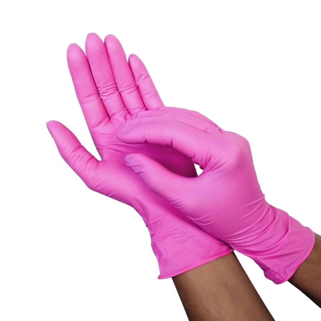 Luva Nitrílica Rosa Sem Pó Vabene Kit com 2 Caixas  – Tamanho PP; P; M; G