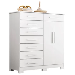 Cômoda Sapateira 8 Gavetas 2 Portas 125cm Verona Branco - Albatroz