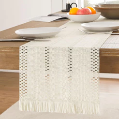 Corredor De Mesa De Macramê Estilo Fazenda , Boho De Serapilheira Natural , Decoração Moderna De Renda De Crochê De Algo