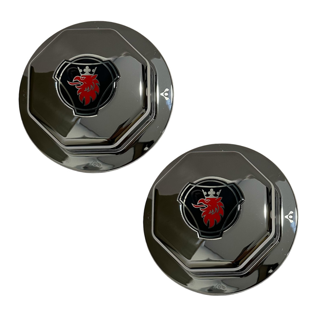 Par Sobre Tampa Cromada Cubo Dianteira SC S5 NTG Com Emblema