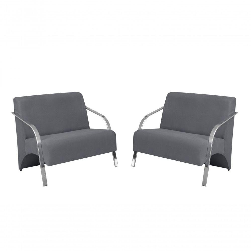 Kit 2 Poltronas Namoradeira 2 Lugares Alumínio Suede Cinza em Oferta na Shopee