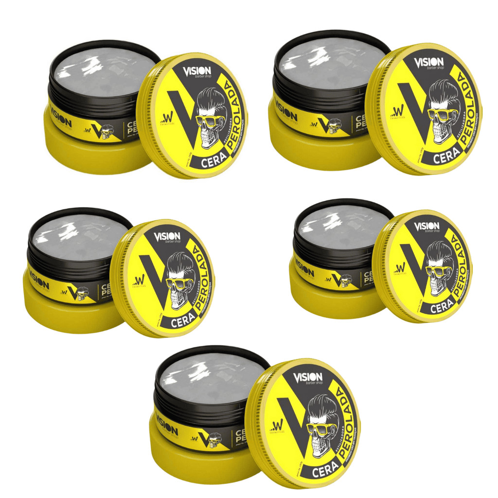 kit 5 Cera capilar Perolada Pomada Cabelo Gel Modelador 130G