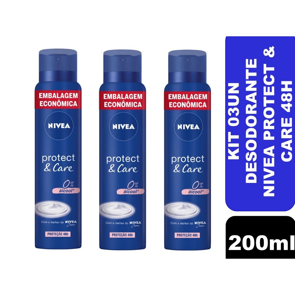 Kit 03un Desodorante Feminino Nivea Protect & Care 200ml em Oferta na Shopee