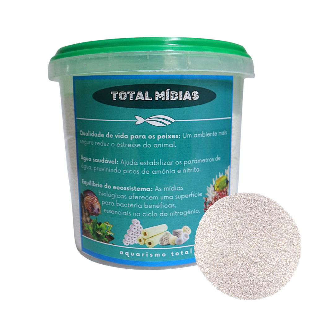 Mídia Biológica Micro Bolinhas Cerâmica Para Aquário Lagos Sump TM30003 Pote 1000gr Total Mídia