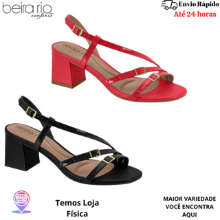Sandália Feminina Beira Rio ORIGINAL Salto Bloco Quadrado 6 CM em Oferta na Shopee