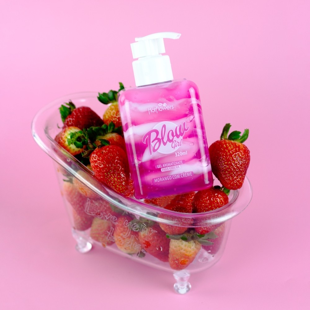 Mix de Gel e Creme Beijável com Aroma Irresistível de Morango - Hot Flowers Blow Girl | 320 ml em Oferta na Shopee
