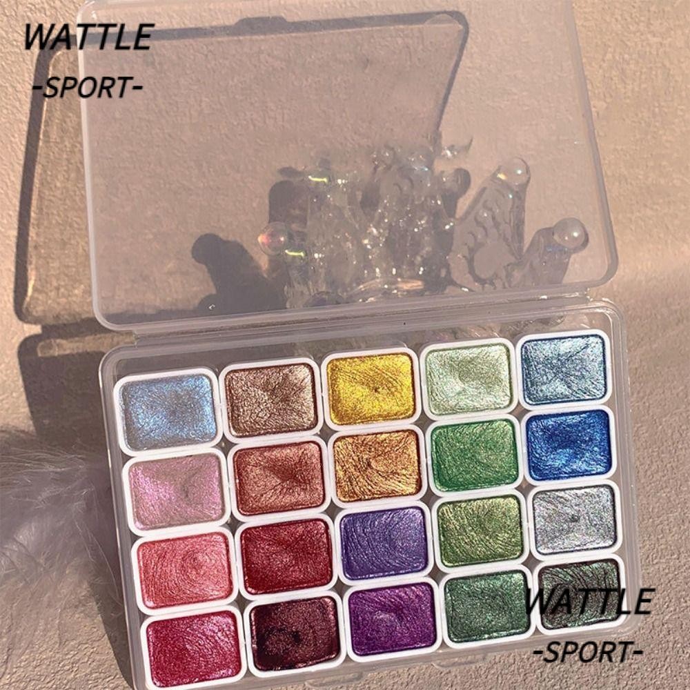 WATTLE Tintas Aquarela Com Glitter Perolado , Leveza 20/24/60 Cores Conjunto De Pigmentos De Pintura Em