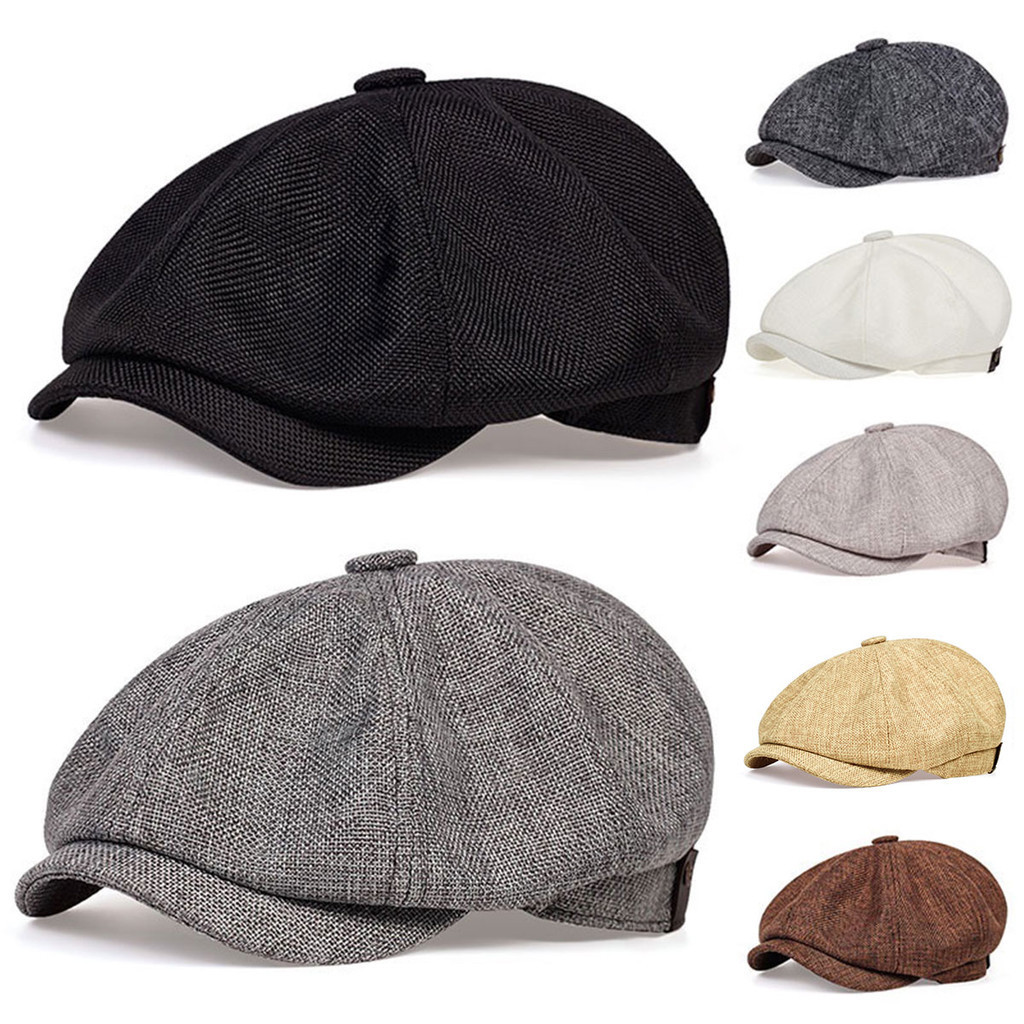 Novo Chapéu Retro Espinha de Peixe Boinas Moda Linho Boné Plano para Homem e Mulher