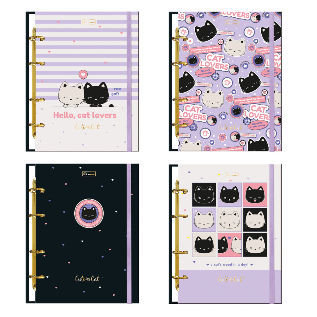 Caderno Argolado Colegial Cartonado Cut & Cat 80 Folhas - CADERSIL em Oferta na Shopee