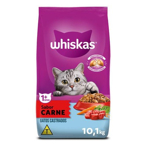 Ração Whiskas Carne Gatos Adultos Castrados 10,1 kg - Pets