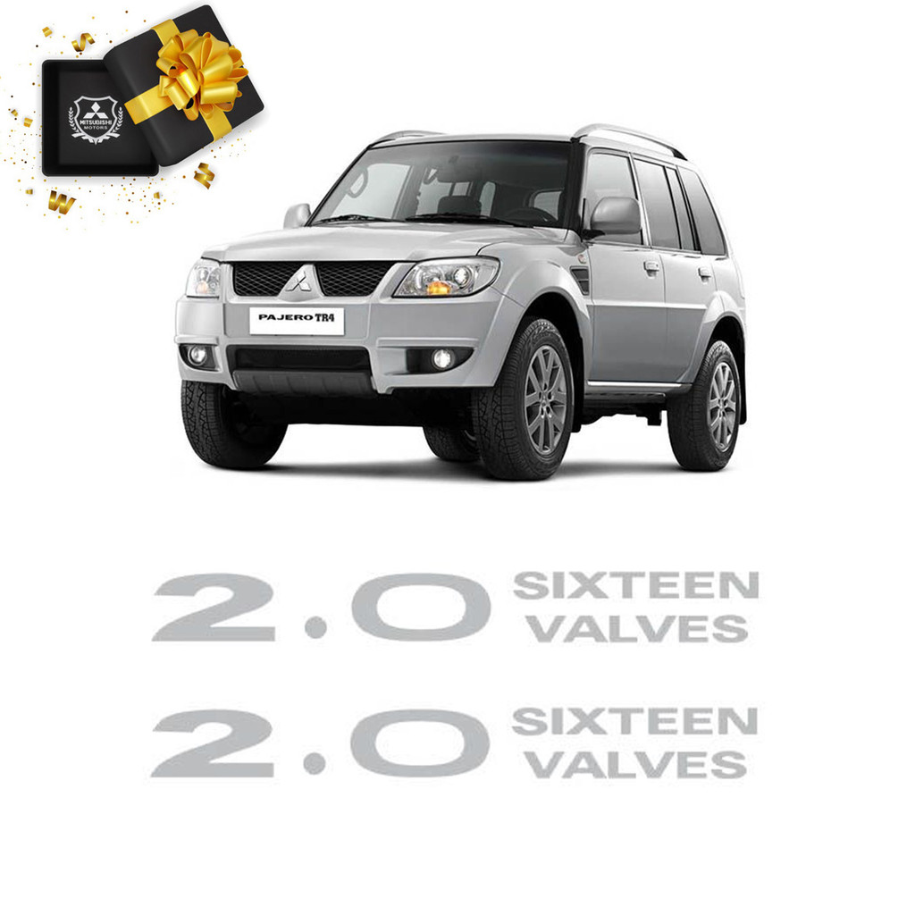 Detalhes do Par Adesivos 2.0 Sixteen Valves Cinza Pajero Tr4 2.0 Emblema
