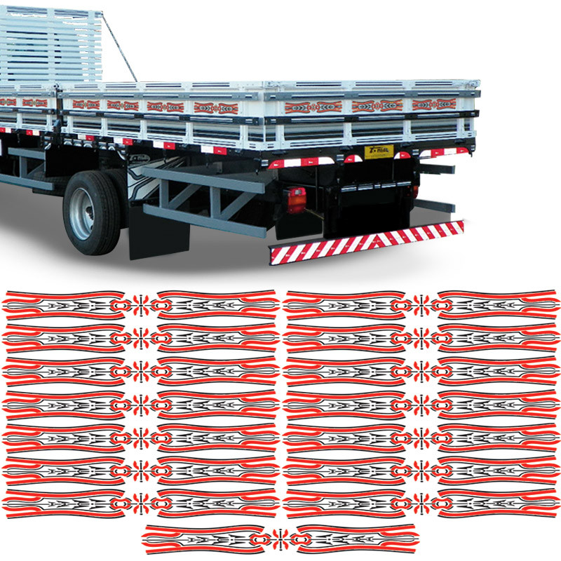 Kit Adesivos Carroceria Caminhão Universal Vermelho