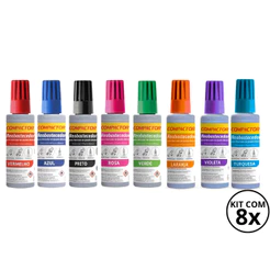 Kit 8 Reabastecedores Refil Para Quadro Branco - COMPACTOR 30ml