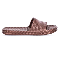 Chinelo Brizza Arezzo Slide EVA Marrocos Marrom Bronze Metal - Feminino