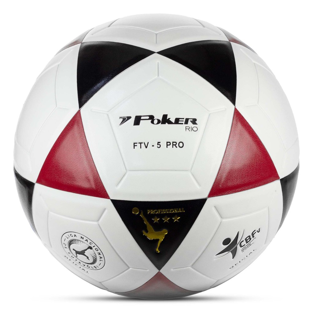 Bola Poker de Futevôlei Rio - 05776 Branco; Preto e Vermelho
