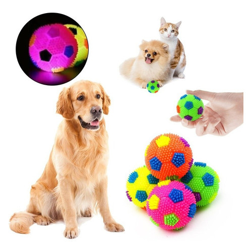 Brinquedo para cachorro cães pequeno porte Bola Bolinha Led com som apito brilha no escuro