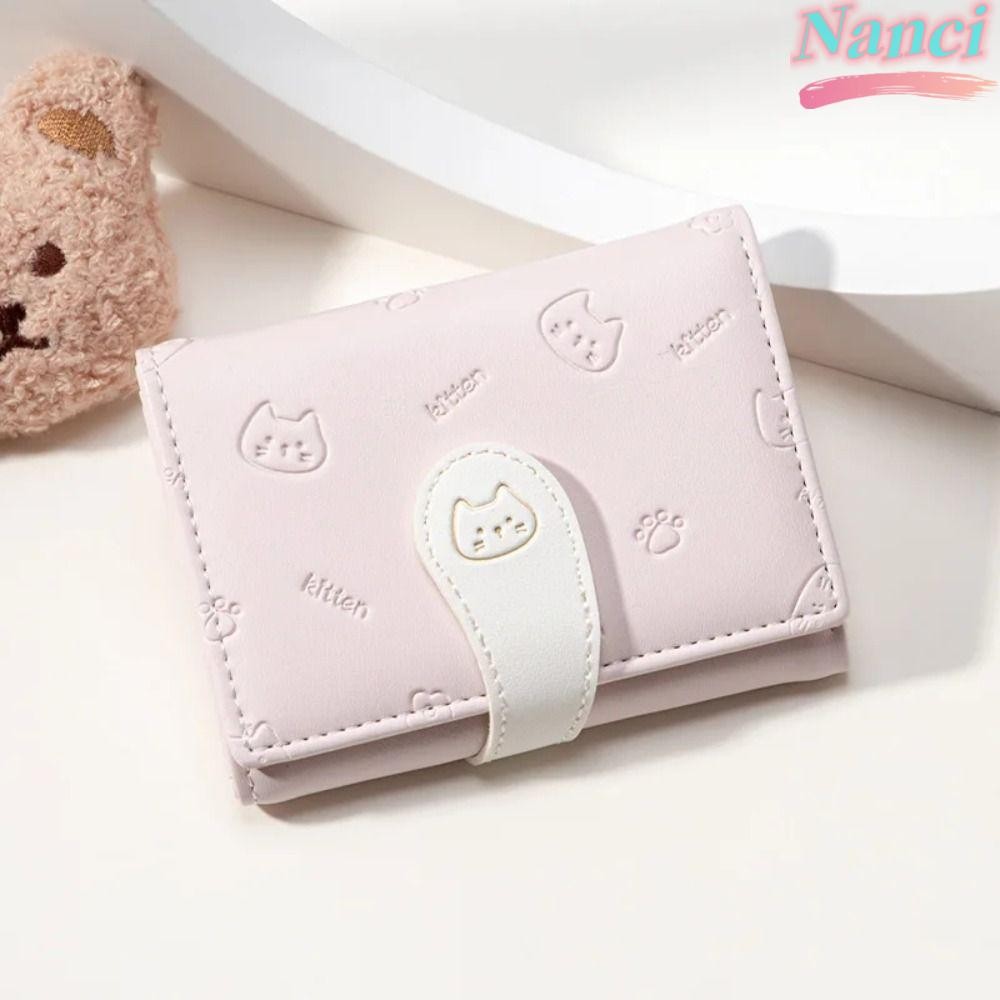 Carteira Impressa De Gatinho NANCI , Bolsa De Identificação De Menina Da Moda Pequena Curta E Fofa , Porta-Cartões De Es
