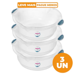 Kit 3 Bacias Plásticas Transparentes 8,6L Hydrus Sanremo