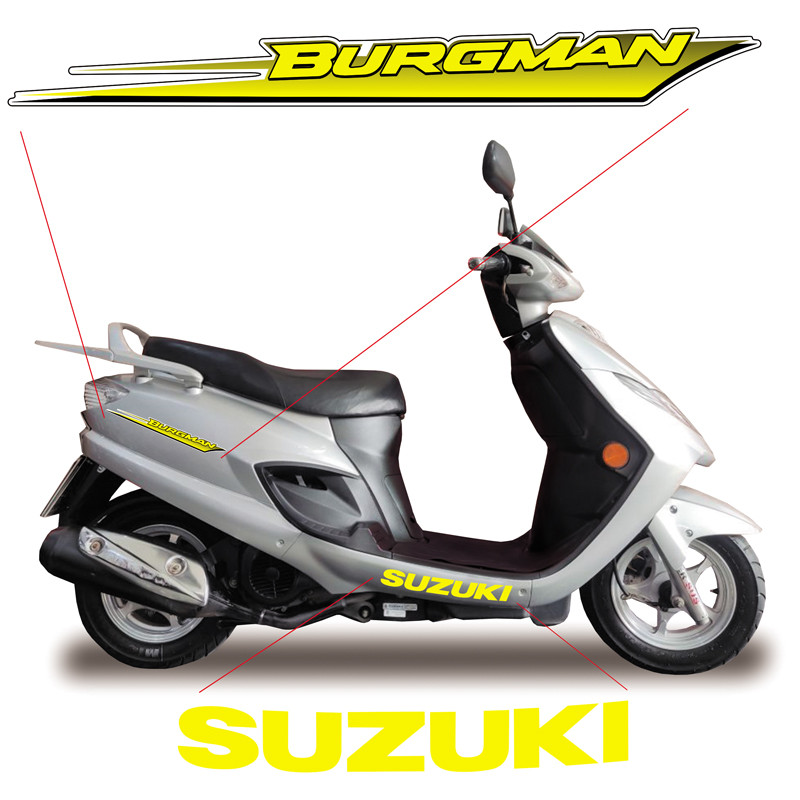 Kit Jogo Emblema Adesivo Suzuki Burgman 2005 A 2009 AMARELO