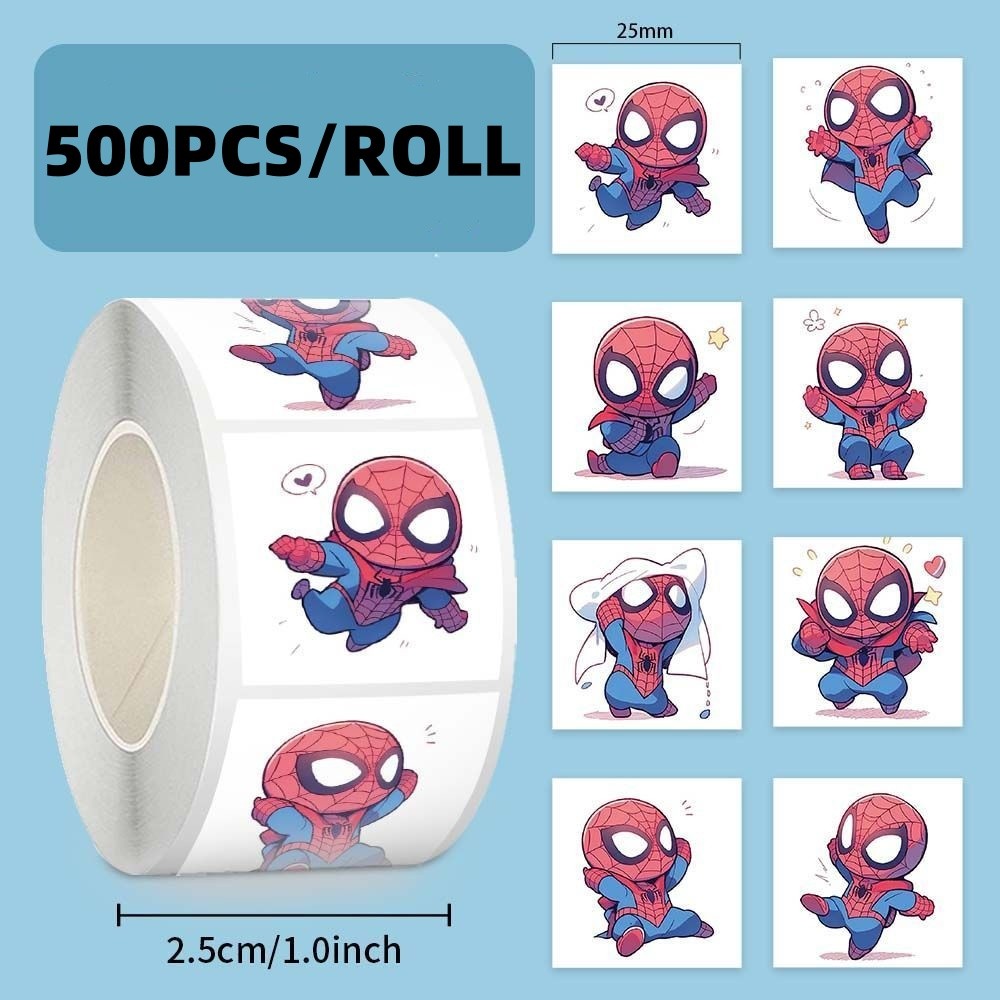 Adesivos De Vedação A Granel Do Homem-Aranha (500 Folhas) | Design De Anime À Prova D'água Para Bolsas De Comida , Mater