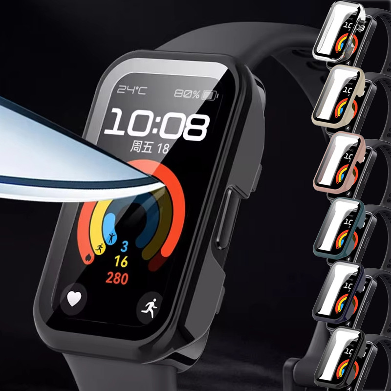 Capa com Película de vidro temperado Para Smartwatch huawei Band 10 9 8 de PC Case Caixa