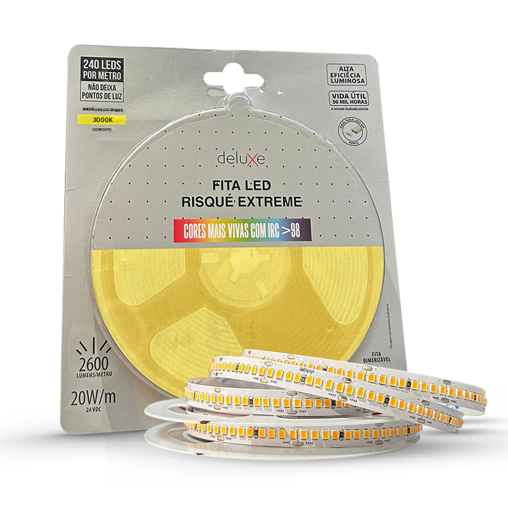 Fita Led Interna Risque Extreme 20w 5m 3000K 24v IP20 Deluxe