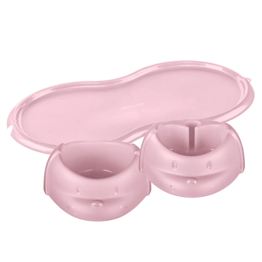 Kit Comedouro, Bebedouro e Bandeja Cães Rosa Sanremo