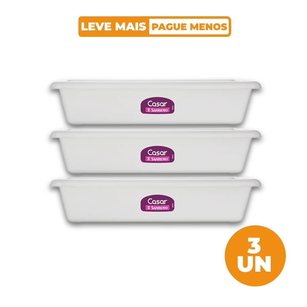 Kit 3 Travessas Retangulares Plásticas Branca 3,39L Sanremo em Oferta na Shopee