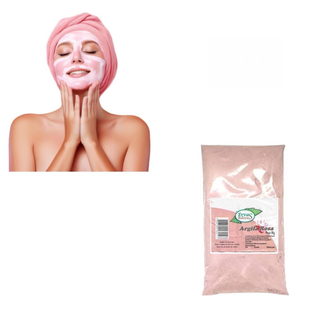 Argila Rosa 1kg Pura Ervas E Raízes