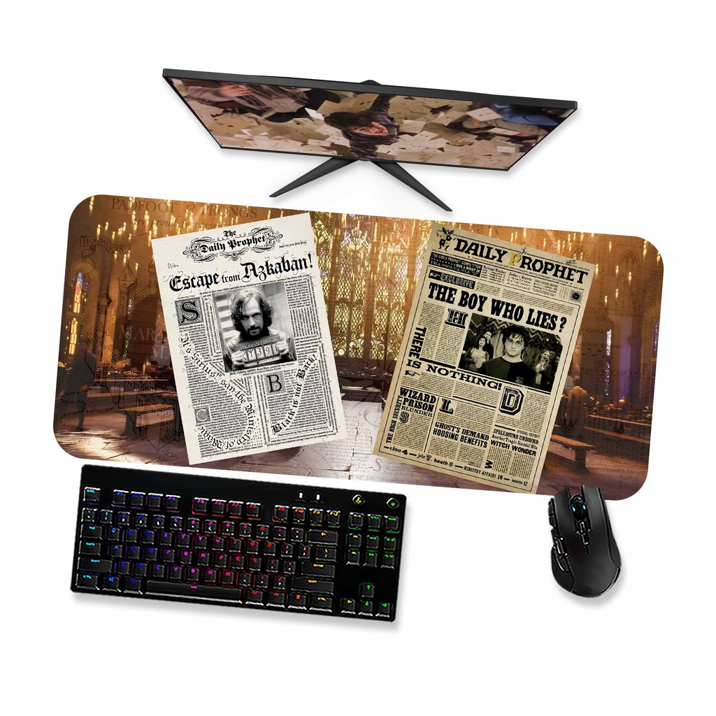 Mouse Pad Gamer Grande  HARRY POTTER PROFETA DIÁRIO 1  90x40 80x40 60x40 70x30 45x40