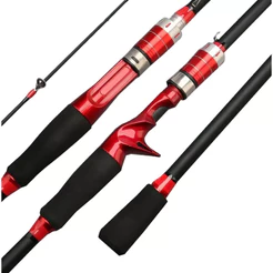 Vara de Pesca 1,80m 10lbs Para Carretilha 2 Partes Fibra de Carbono Ação Rápida Leve Esportiva Tilápia Tucunaré