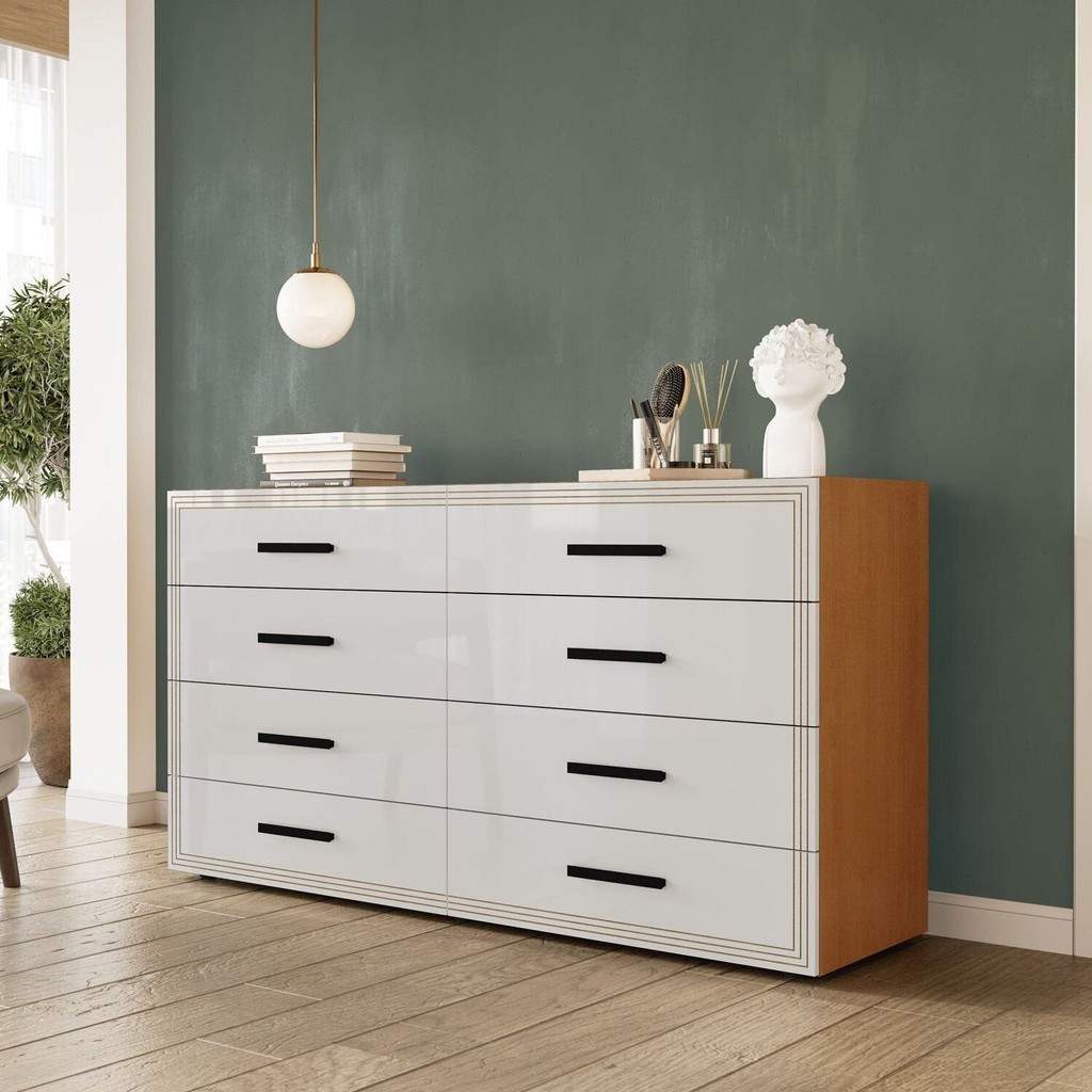 Cômoda 8 Gavetas 83,5x150x46 Cm Valência Freijó/Branco em Oferta na Shopee