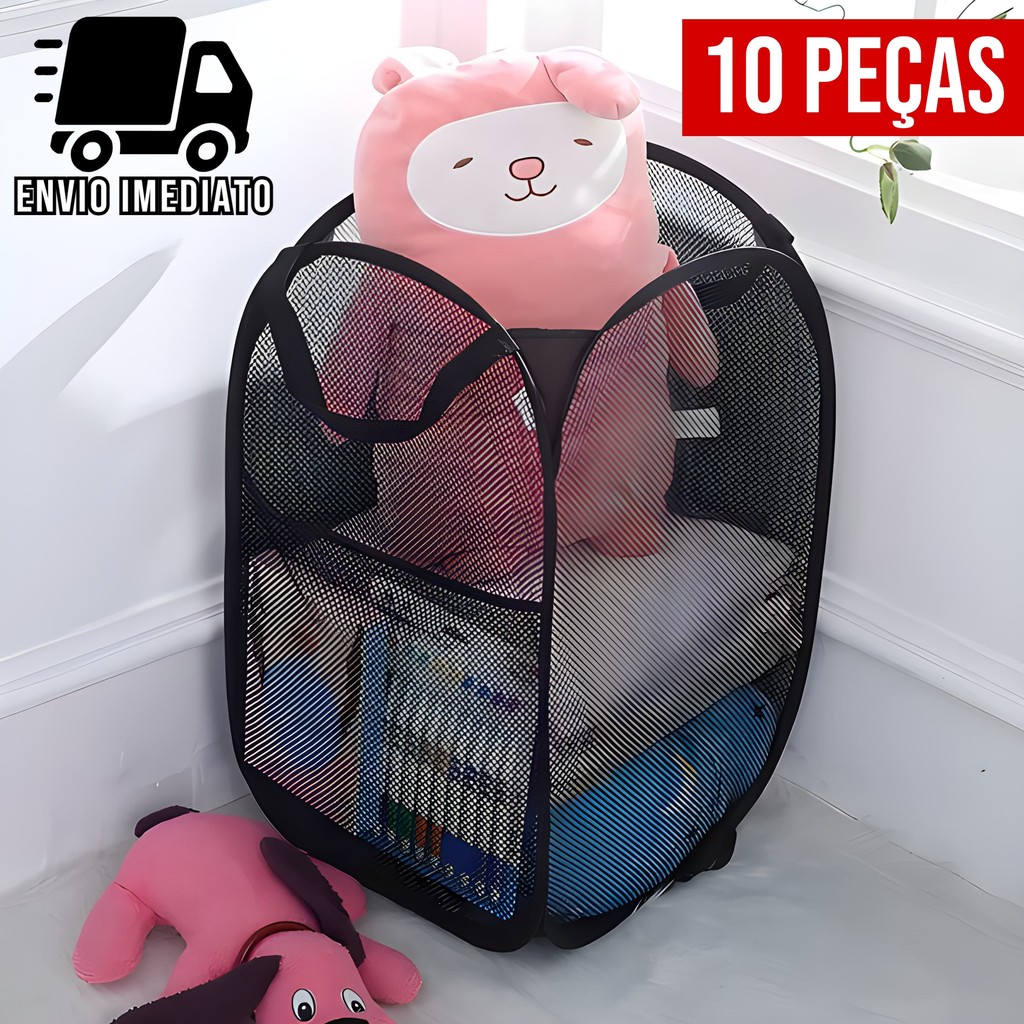 Kit 10 Cesto Flexível Multiuso para Roupa Suja Brinquedos Cesto de Roupa Dobrável Caixa Organizadora