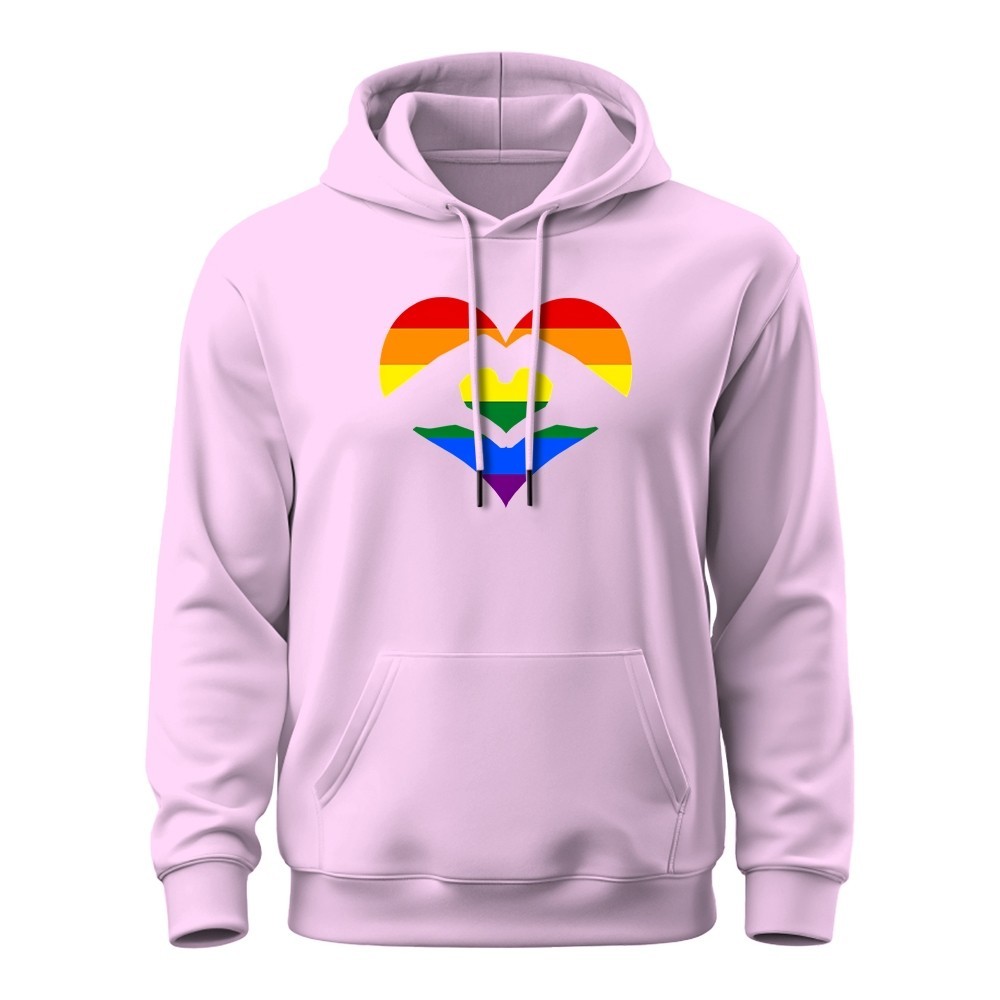 Moletom Premium Confortável Estampado Coração Colorido LGBT Arco ìris Casaco Quentinho Blusa Flanelado