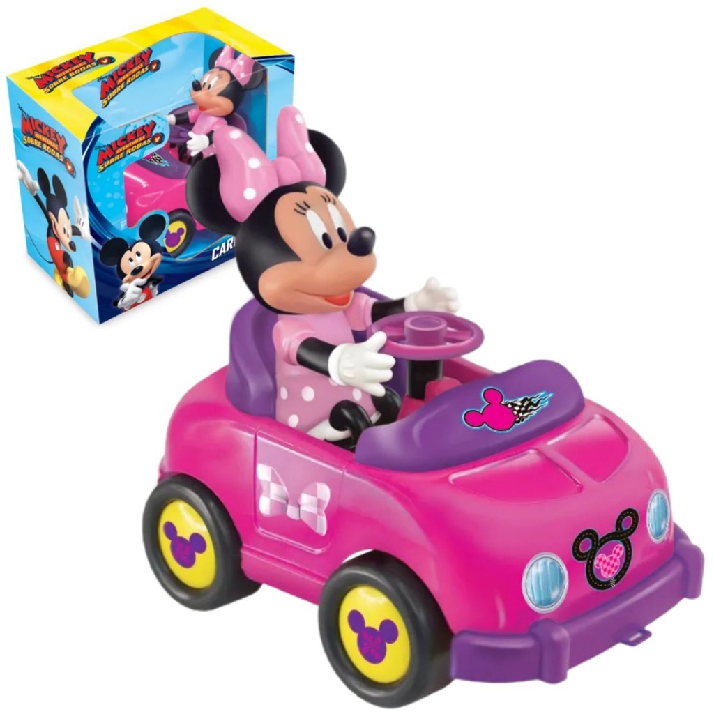 Minnie Mouse No Carrinho Boneco Vinil Articulado Disney
