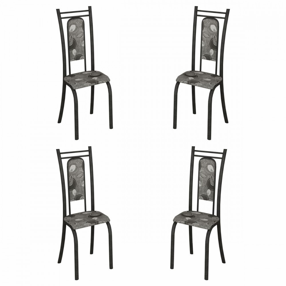 Conjunto com 4 Cadeiras Paris Martelado Grafite Teixeira - Home & Living