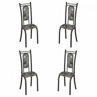 Conjunto com 4 Cadeiras Paris Martelado Grafite Teixeira em Oferta na Shopee