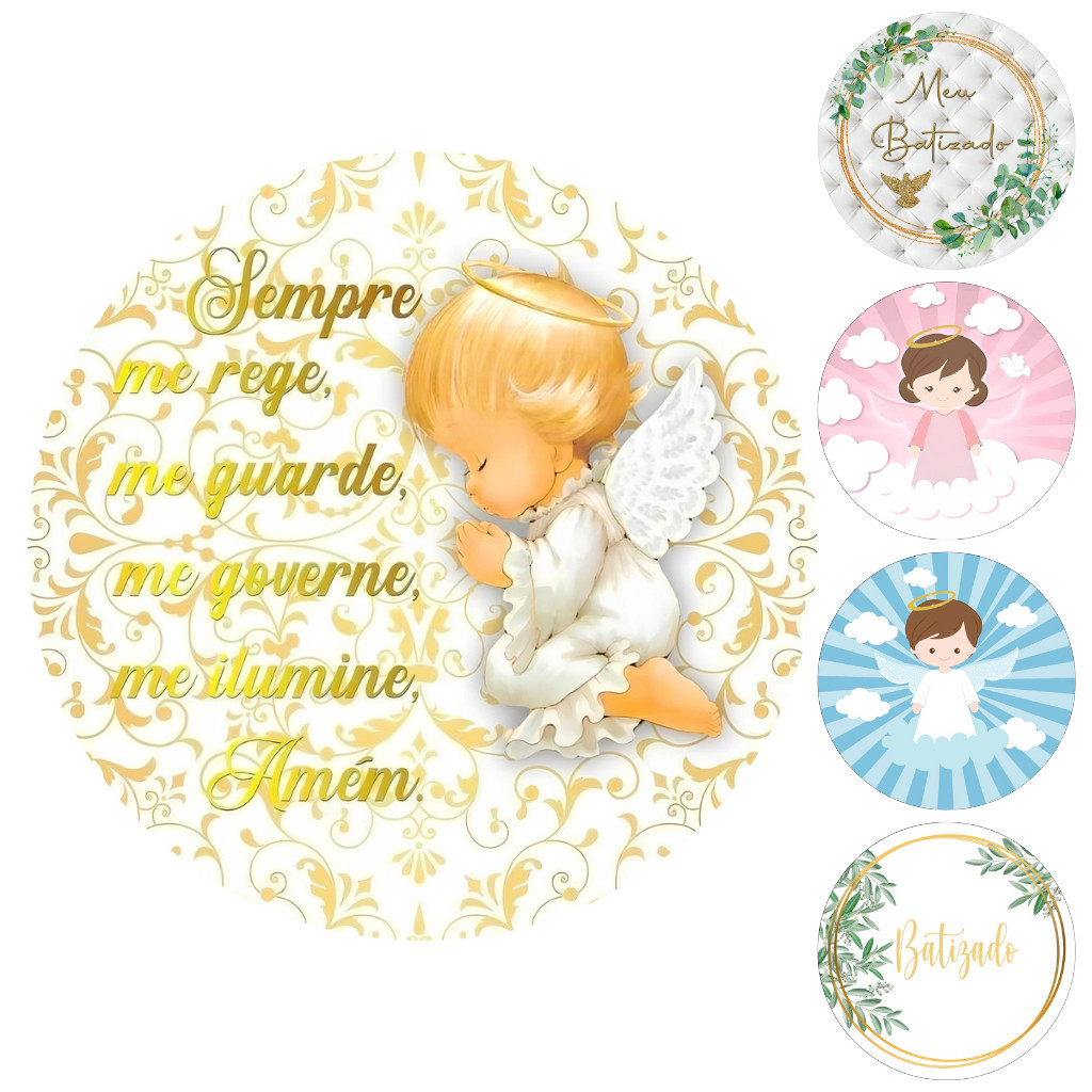 Capa Painel Redondo Mesa Batizado Sublimado C/ Elástico 50×50Cm em Oferta na Shopee