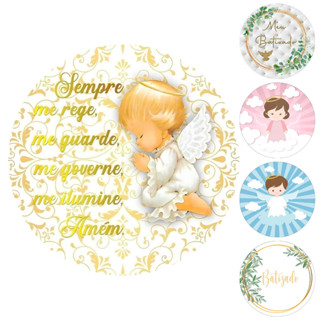 Capa Painel Redondo Mesa Batizado Sublimado C/ Elástico 50×50Cm em Oferta na Shopee