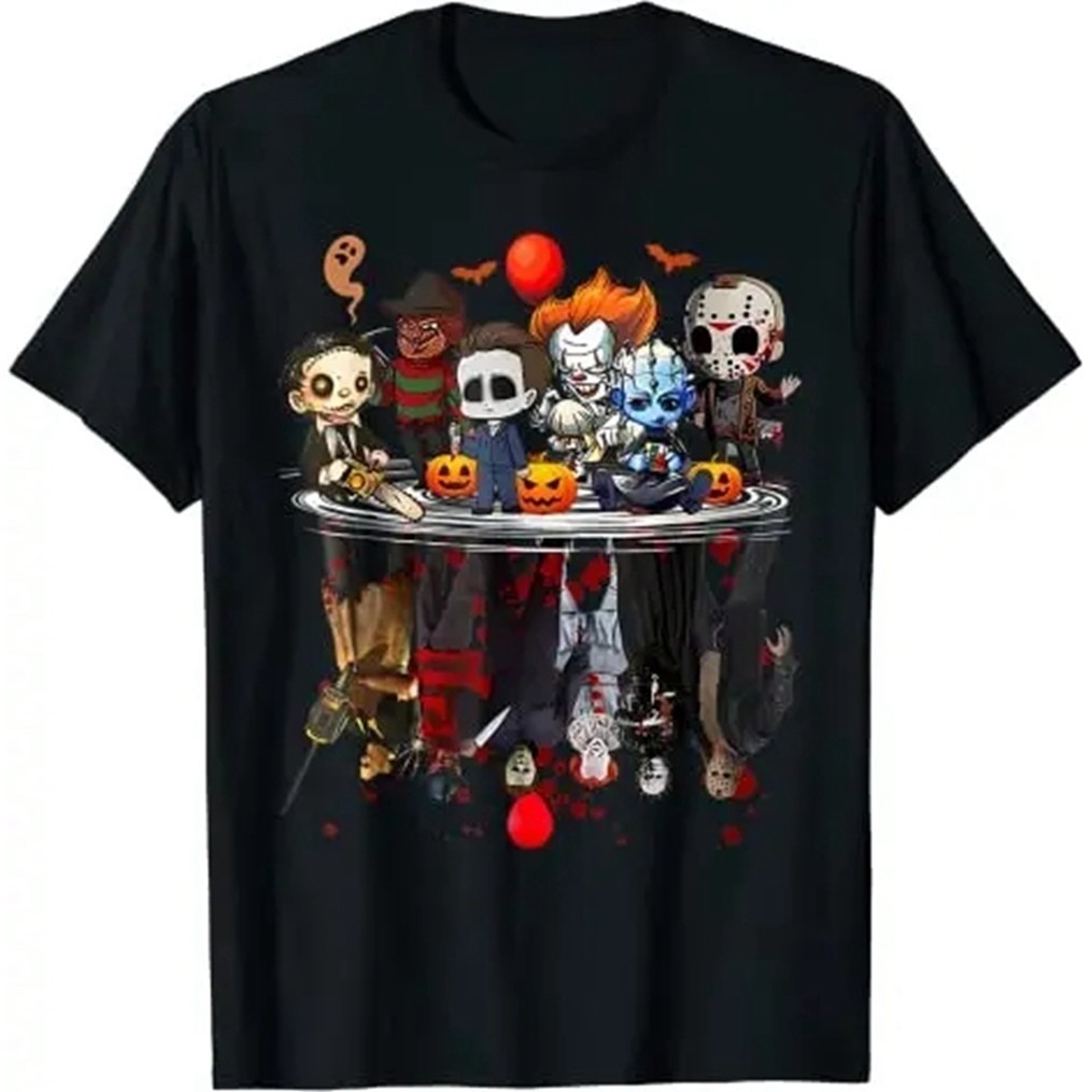 Camiseta Unissex Camiseta Masculina Streetwear Oversized Halloween Terror Personagem Gótico Manga Curta Unissex 100% Alg