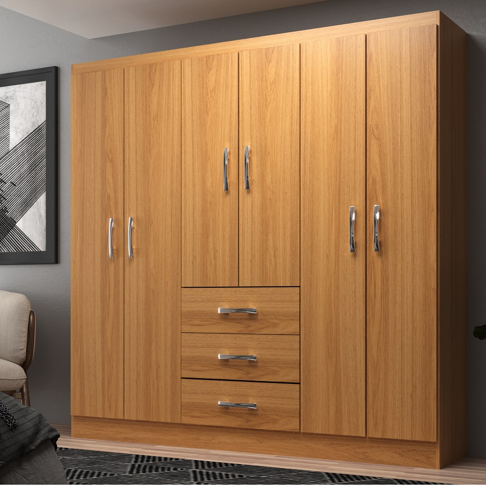 Guarda Roupa Casal 6 Portas 3 Gavetas Servilha Evidência Móveis - Home & Living
