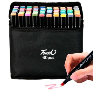 Kit Marcadores Multiuso 60 Cores Ponta Dupla Fine Brush Estojo Escolar Desenho Lettering …